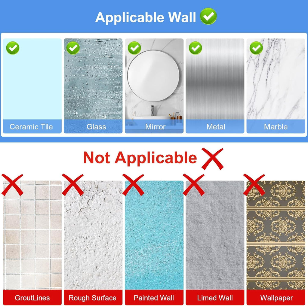 Acrylic Shower Shelves with Soap Dish & Toothbrush Holder, Clear Plastic Shower Caddy, Adhesive Bathroom Organizer Wall Mount, No Drill Installation 4 Pack