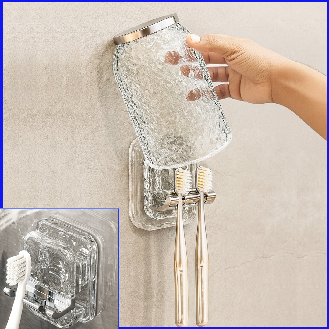 Acrylic Shower Shelves with Soap Dish & Toothbrush Holder, Clear Plastic Shower Caddy, Adhesive Bathroom Organizer Wall Mount, No Drill Installation 4 Pack